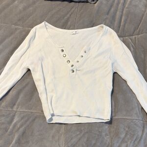 Garage Ribbed Snap-Front Long Sleeve Crop Top (2 colors available)